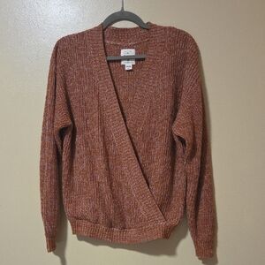 Billabong Women's V-Neck Wrap Sweater in Rust